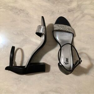 FIONI  Black and White Strappy Heels - size 9